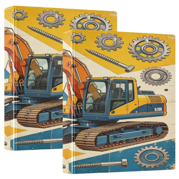 D-shaped Binder with 3 Ring - PVC Waterproof 1.5 in Binder with Clear Pocket, Tool Excavator ，1 pack
