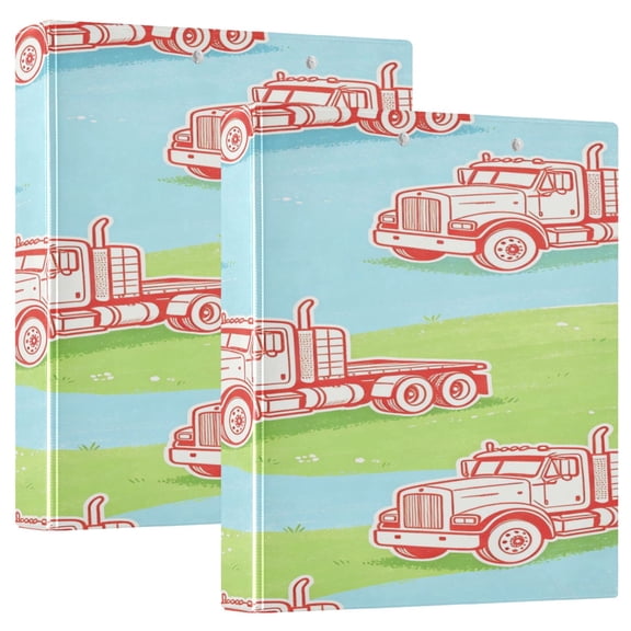 D-shaped Binder with 3 Ring - PVC Waterproof 1.5 in Binder with Clear Pocket, Truck Pattern 1 ，1 pack
