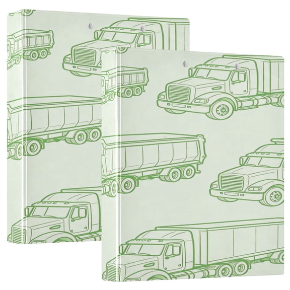 D-shaped Binder with 3 Ring - PVC Waterproof 1.5 in Binder with Clear Pocket, Truck Pattern ,1 pack