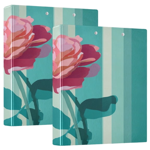 D-shaped Binder with 3 Ring - PVC Waterproof 1.5 in Binder with Clear Pocket, Vertical Stripes ,1 pack