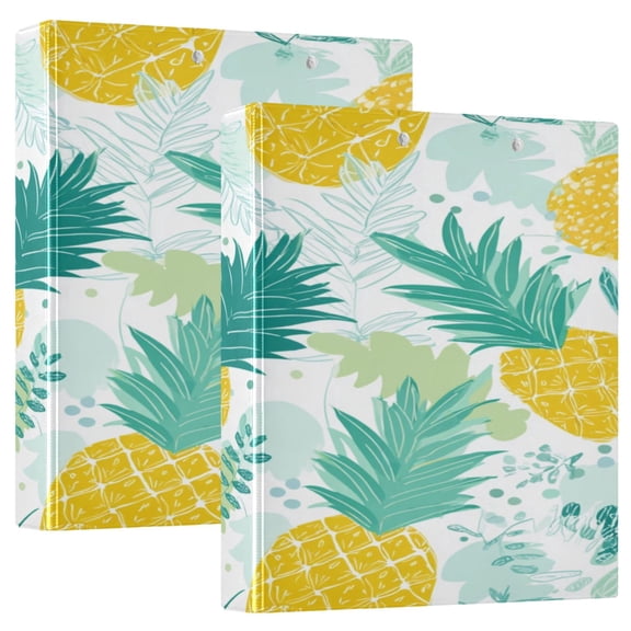 D-shaped Binder with 3 Ring - PVC Waterproof 1.5 in Binder with Clear Pocket, Yellow Pineapple Pattern ,1 pack