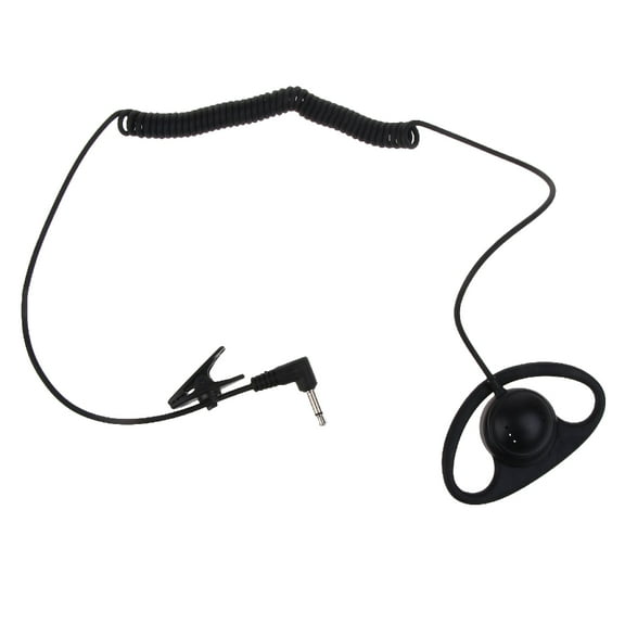 D-shaped Headphone Receiver/Listen Only 3.5mm Headset Earpiece Fitting Right/Left Ear Suitable for Walkie-Talkie ABS