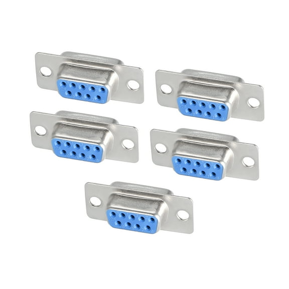 D-sub Connector Female Socket 9-pin 2-row Port Terminal Breakout Blue 5pcs