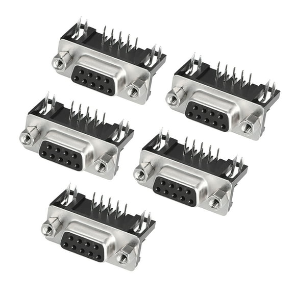 D-sub Connector Female Socket 9-pin 2-row Right Angle Solder Type Black 5pc