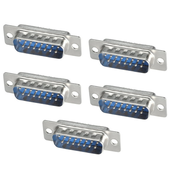 D-sub Connector Male Plug 15-pin 2-row Solder Type  Blue 5pcs