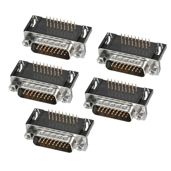 D-sub Connector Male Plug 26-pin 3-row Right Angle Black 5pcs