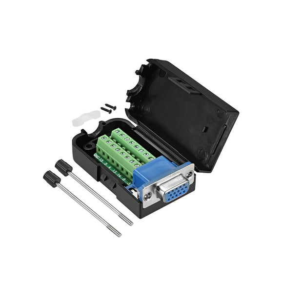 D-sub DB15 Breakout Board Connector with Case 3-row Female Port Solderless Terminal Block Adapter with Thumb Screws