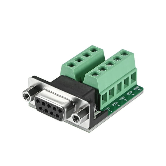 D-sub DB9 Breakout Board Connector 2-row Female Port Solderless Terminal Block Adapter with Positioning Nuts
