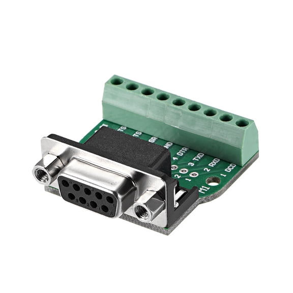 D-sub DB9 Breakout Board Connector 9 Pin 2 Row Female RS232 Serial Port Solderless Terminal Block with Positioning Nuts