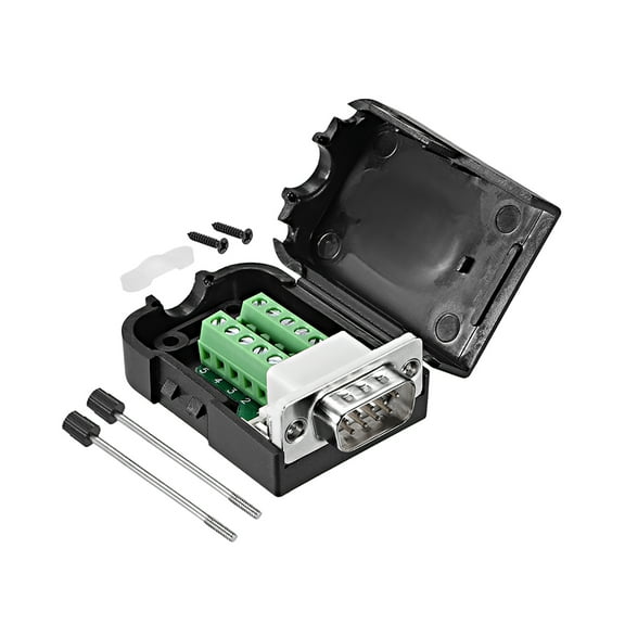 D-sub DB9 Breakout Board Connector with Case 2 Row 422 Serial Male Port Solderless Terminal Block Adapter with Screws