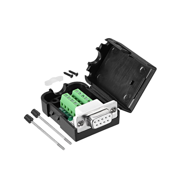 D-sub DB9 Breakout Board Connector with Case 2 Row Female Port Solderless Terminal Block Adapter with Thumb Screws