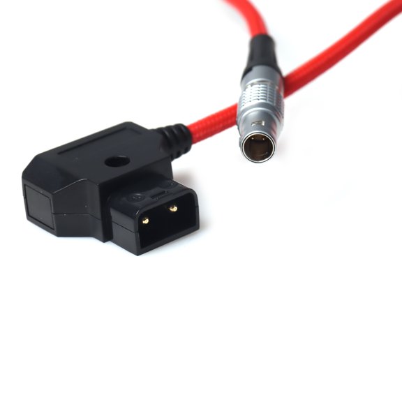 D-tap to 0B 2p Coiled Cable Nylon Power Cable Red for Cameras
