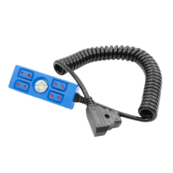 D-tap to 4-Port D-tap Coiled Camera Power Cable D-TAP Distributor Cord Dtap Splitter Adapter Wire Line with 1/4 Screw