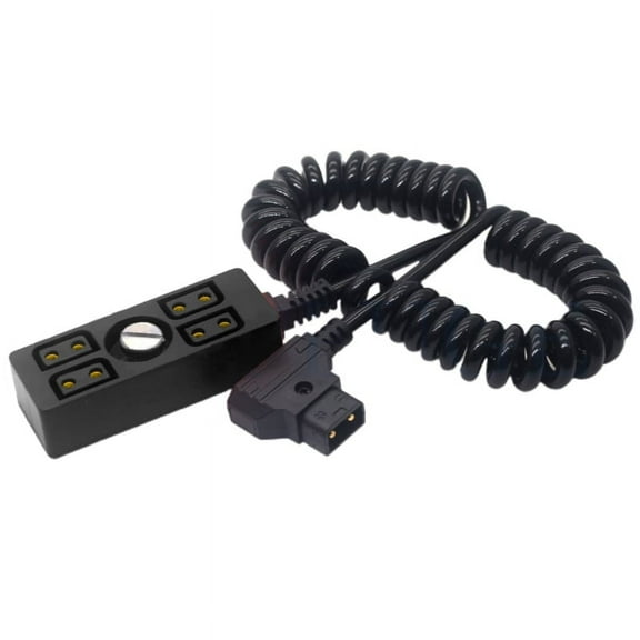 D-tap to 4-Port D-tap Coiled Camera Power Cable D-TAP Distributor Cord Dtap Splitter Adapter Wire Line with 1/4 Screw