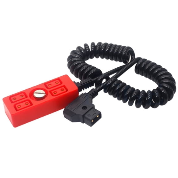 D-tap to 4-Port D-tap Coiled Camera Power Cable D-TAP Distributor Cord Dtap Splitter Adapter Wire Line with 1/4 Screw