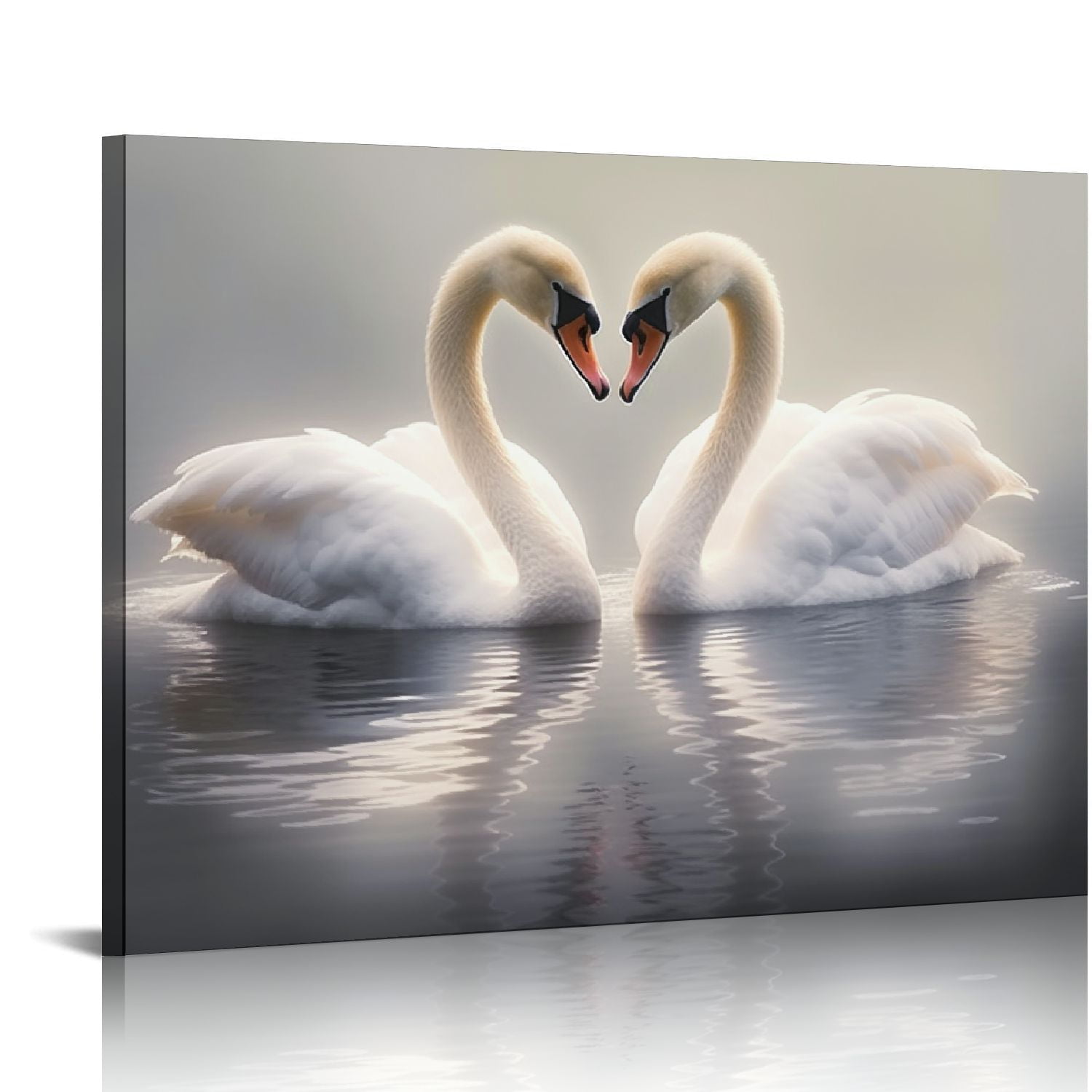 D03GENHSY Canvas Wall Art A Pair Romantic White Swans Framed Wall Art