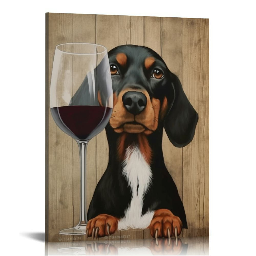 D03GENHSY 'Dog Au Vin Dachshund' By Fab Funky, Canvas Wall Art ...