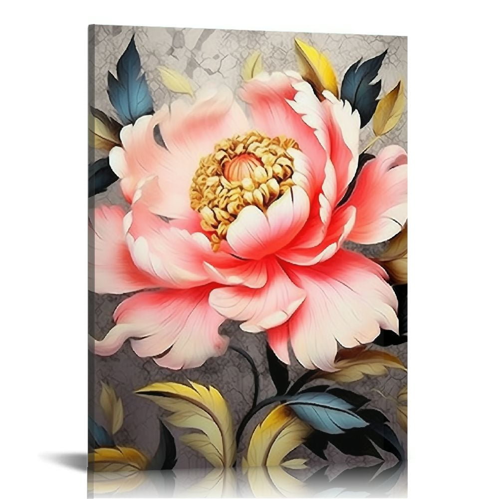 D03GENHSY Peony Wall Art Pink Flower Canvas Wall Art Prints Floral