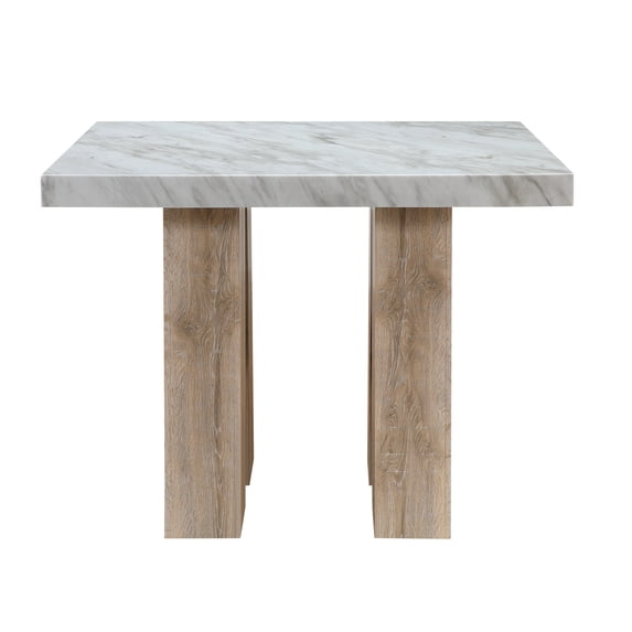 D04 Natural Pedestal Base Wood Bar Table