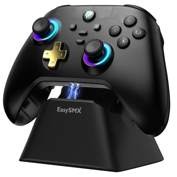 D05 PC Controller - Enhanced Wireless Bluetooth Pro Controller with Charging Dock/Hall Sensor/RGB Lighting - No Stick Drift, No Dead Zone - Work for Windows PC, Android, Steam and Switch