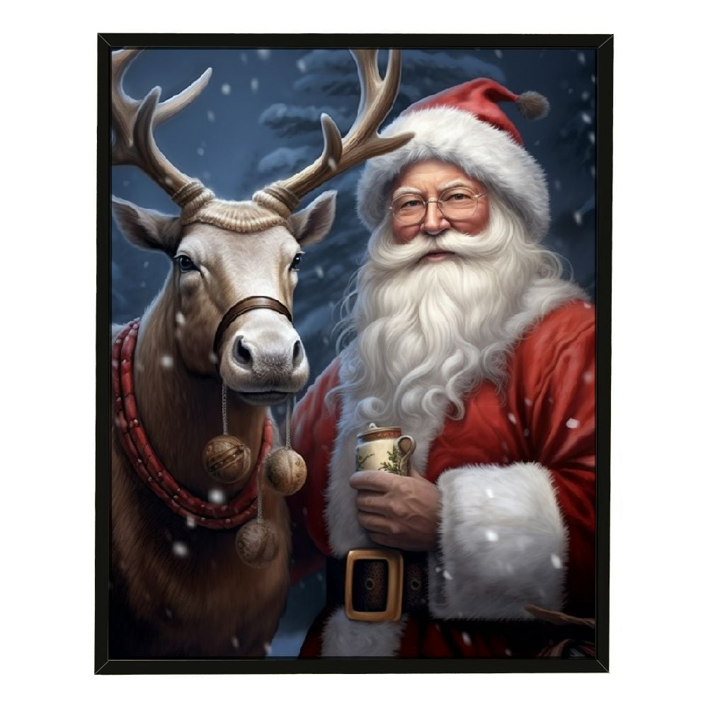 D05GEN Santa Claus Canvas Wall Art Christmas Wall Decor Santa with