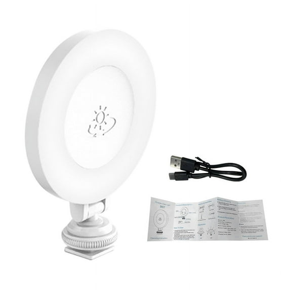 D07 Mobile Live Streaming Selfie Beauty Circular Fill Light Rechargeable Camera Hot Boot Buckle Light,White