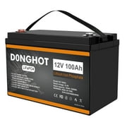 D0NGHOT 12V 100Ah LiFePo4 Lithium Battery, Group 31 Deep Cycle Marine Battery for Trolling Motor