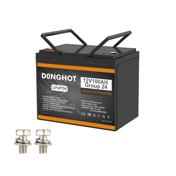 D0NGHOT 12V 100Ah Lithium Ion Deep Cycle Marine Battery Group 24 for Trolling Motor,Golf Cart,RV