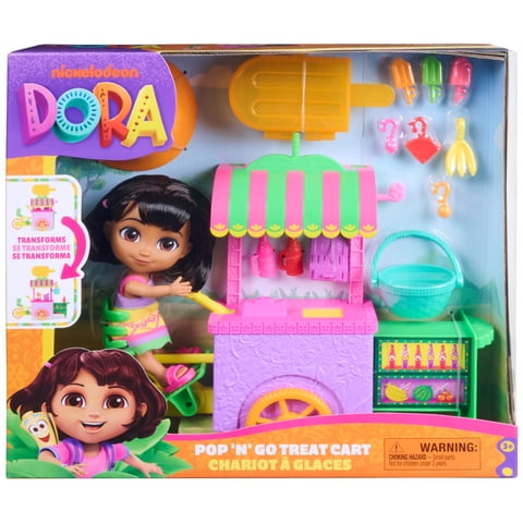 Dora, Pop 'N' Go Treat Cart with 15 Pieces, Transforming Cart & Toy Storage with 6-inch Dora Figure
