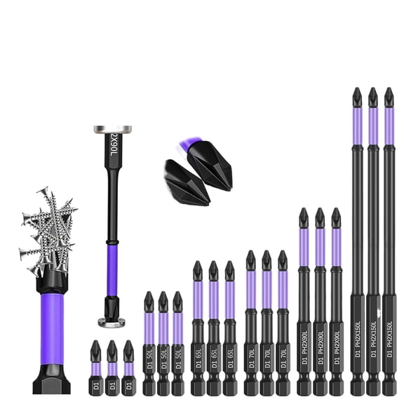 D1 Anti-Slip and Shock-Proof Drill Bit Set: Magnetic Drill Bits with Cross Screwdriver Head,Strong Torque Impact-Resistant Driver Bit Set,Magnetic Screwdriver Bits (2pack)