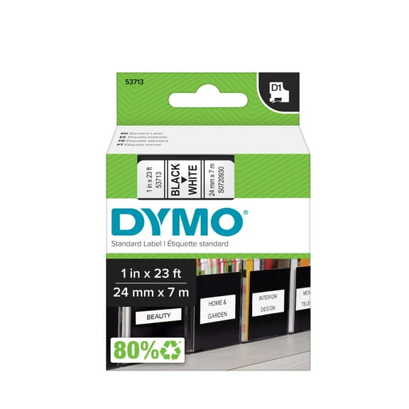 DYMOD1 Labels, 1-Inch x 23-Foot Roll, Black Print on White, Self-Adhesive, For LabelManager Label Makers