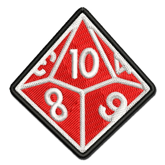 D10 10 Sided Gaming Gamer Dice Critical Role Applique Multi-Color Embroidered Iron-On Patch - 2.0 Inch Mini