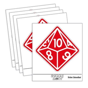D10 10 Sided Gaming Gamer Dice Critical Role Car Window Bumper Water Bottle Phone Tablet Laptop Waterproof Vinyl Decal Sticker Set 5-Pack - Gloss Finish - 4.0"