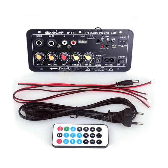 D10 Bluetooth Amplifier Board 120W Subwoofer Dual Microphone AMP Module For 4 Ohm 8-12 In Speaker 12/24V