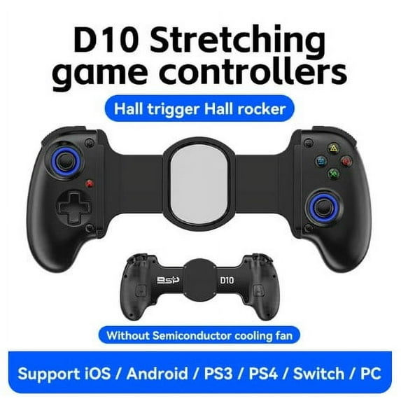 D10 Gamepad Telescopic Mobile Phone Bluetooth Game Controller for NS Switch for PS4(Black)