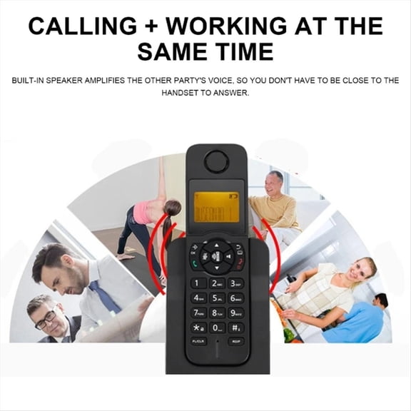 D1005 Expandable Cordless Telephone Home Office Expandable Cordless Telephone Hand-Free Call with Caller ID US-PLUG