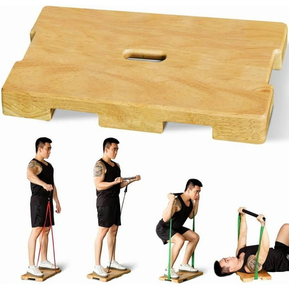 (: D1088151) Fitness Board, Exercise Platform or Wooden Exercise Board for Resistance Band Exercises, Resistance Band Workout, Stretching, Strength, Flexibility and for HomeGym