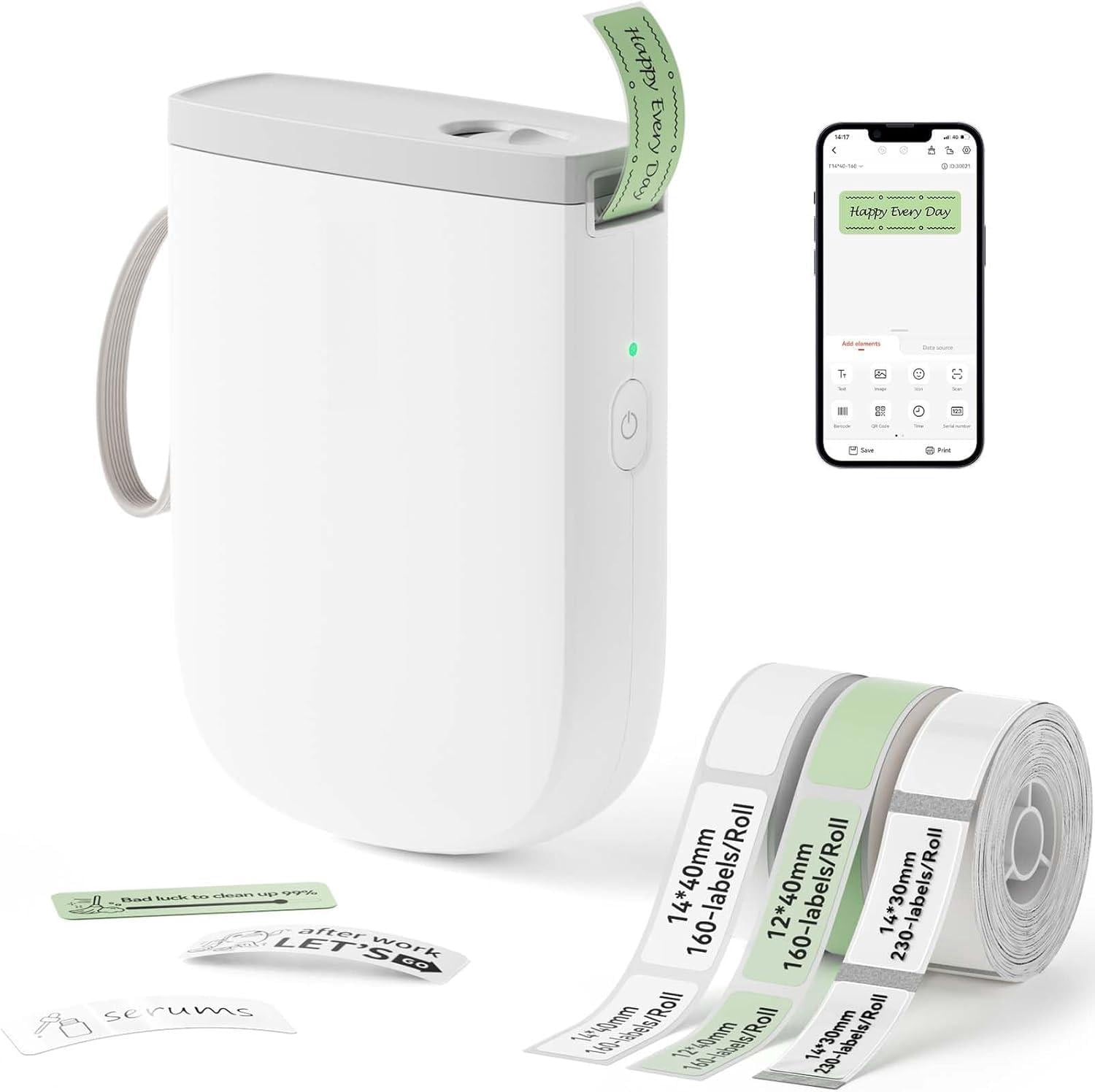 D11 Version Label Maker Machine With 3 Rolls Tape  300dpi Printer Portable Thermal Sticker For Organizing Home Office School White