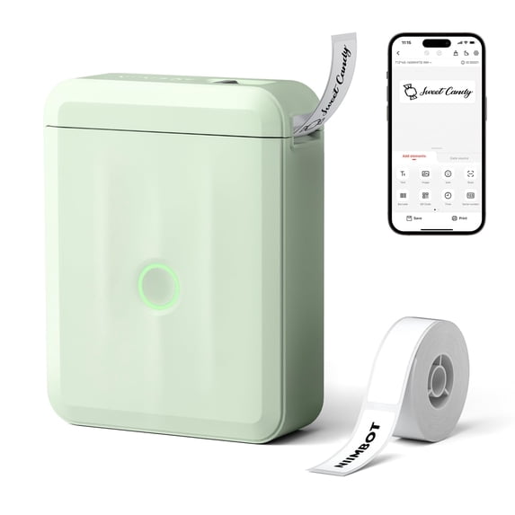 D110 Upgraded Version Mini Label Maker Machine With Tape Portable Thermal Printer Sticker Labeler Multiple Templates For Office Organization Home Kitchen School Green