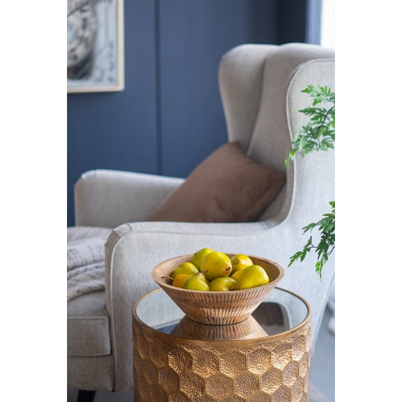 D12x4" Mango Wood Round Decorative Bowl