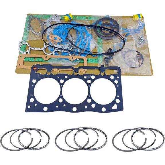 D1305 Full Gasket Kit + Piston Rings For Kubota D1305 D1305B D1305EBH Engine B2650 B2710HSD B2920 F3060 F3080 KB23X KB225 R1-261 Tractor ZD326HL ZD326P ZD326RP STD piston ring set