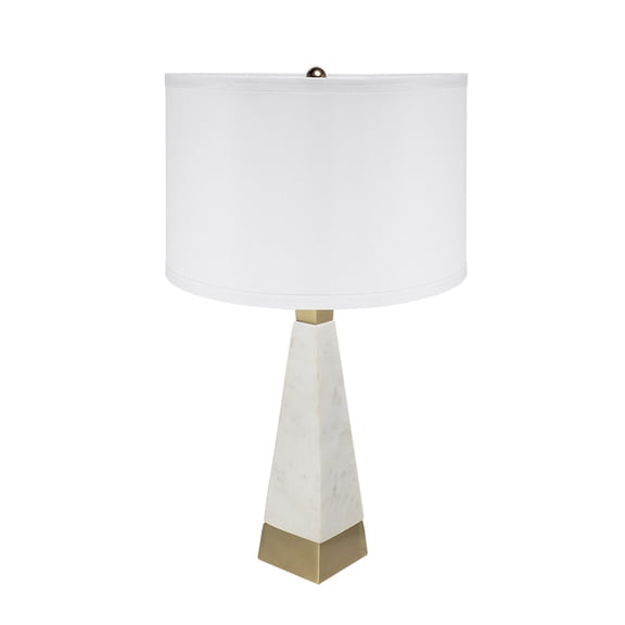 D15x26" White and Gold Thin Pyramid Table Lamp with Drum Shade(Lamp Shade Assembly Required)
