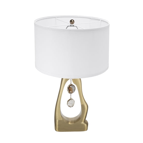 D16x27.5" Gold Geode Shaped Table Lamp with White Drum Shade(Lamp Shade Assembly Required)