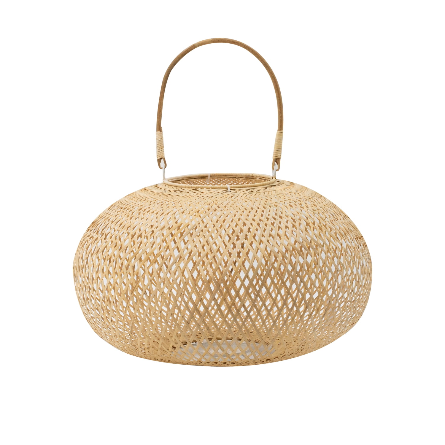 Natural Woven Bamboo Hanging Lantern with Hemp Cord