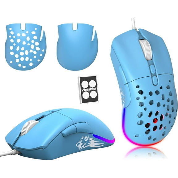 D19 Ultralight Gaming Mouse&Weight Tuning Interchangeable Backward Plates,12000DPI RGB  for PC