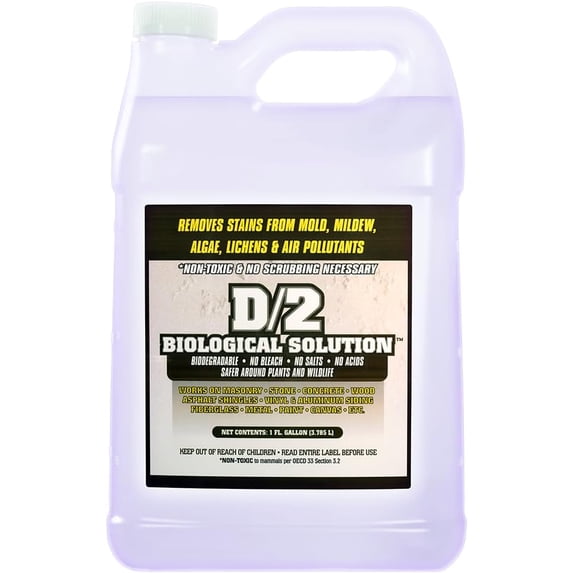D2 Biological Solution 1 Gallon, Professional Cleaner for Mold Mildew Algae Lichen, Non-Bleach pH Neutral Biodegradable, for Stone Marble Concrete Headstones Monuments