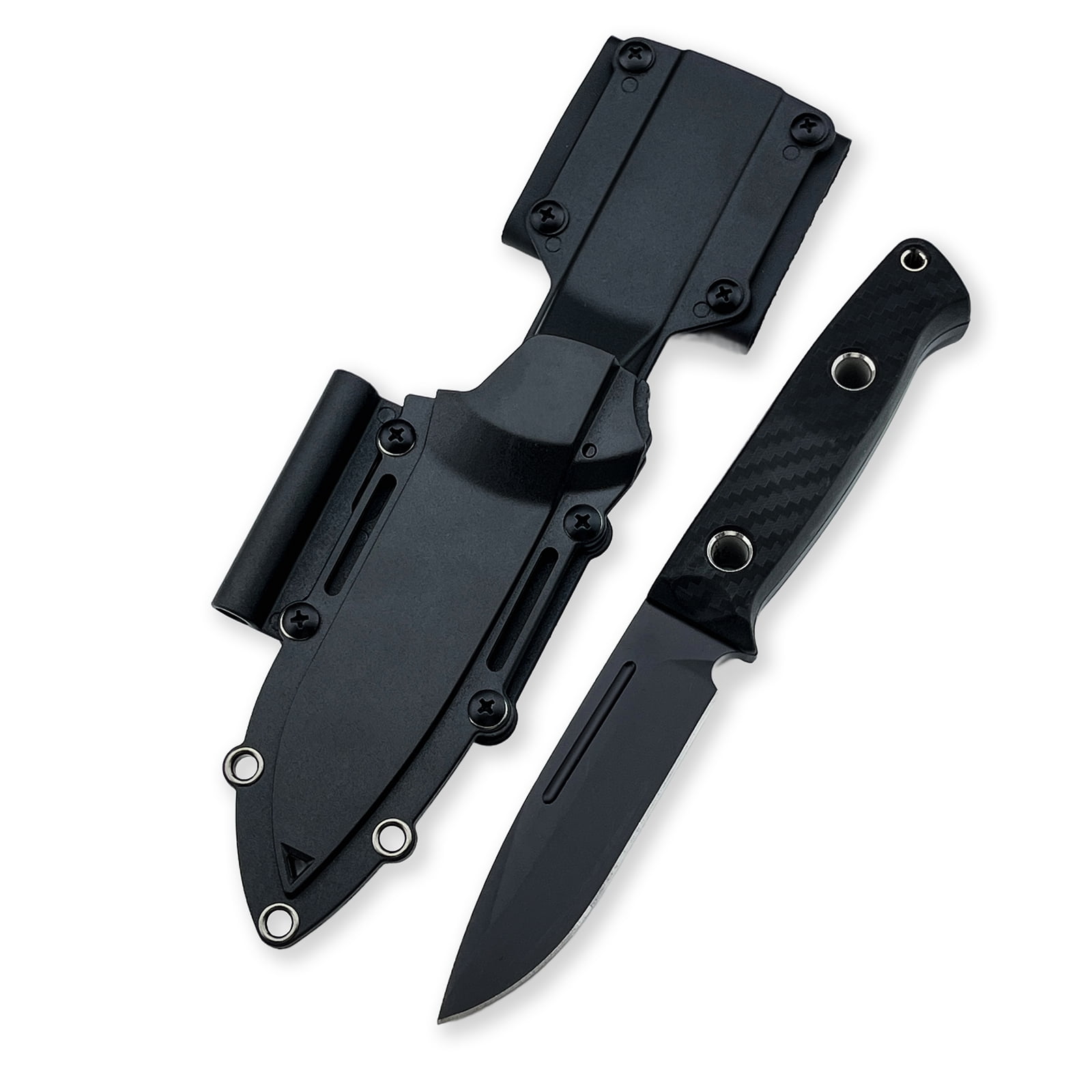 D2 Steel Fixed Blade EDC Utility Knife with Kydex Sheath, Nylon Fiber Handle for Outdoor Camping Hiking Everyday Use