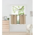 thumbnail image 1 of D2 Taupe 1-Pair of Solid Insulated  Grommet Treatment Curtains for Short Windows, Livingroom, Bathroom or Kitchen, Two (2) Piece Faux Silk Blackout Tier Panels 30" Wide x 24" Length Each, 1 of 1
