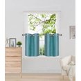 thumbnail image 1 of D2 Teal 1-Pair of Solid Insulated  Grommet Treatment Curtains for Short Windows, Livingroom, Bathroom or Kitchen, Two (2) Piece Faux Silk Blackout Tier Panels 30" Wide x 24" Length Each, 1 of 1