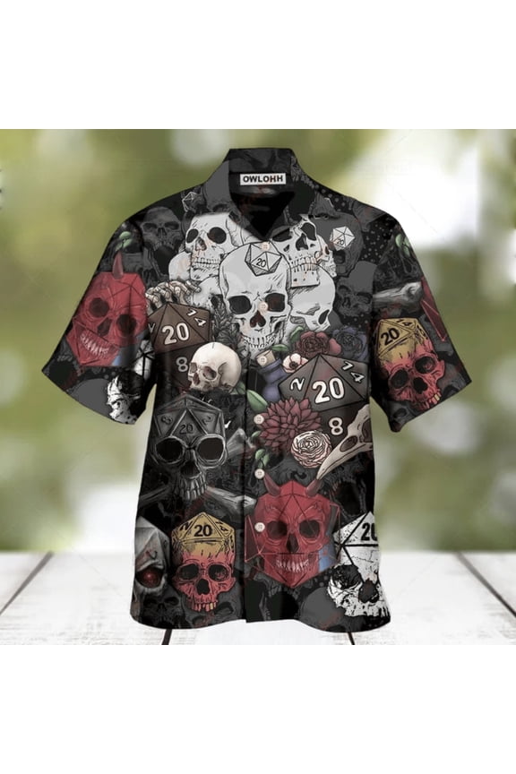 D20 And Skull Darkness Art Hawaiian Shirt
